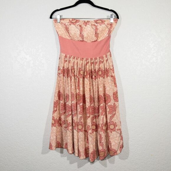Plenty‎ By Tracy Reece Pink Floral Silk Strapless Dress Size 4 - Picture 1 of 8